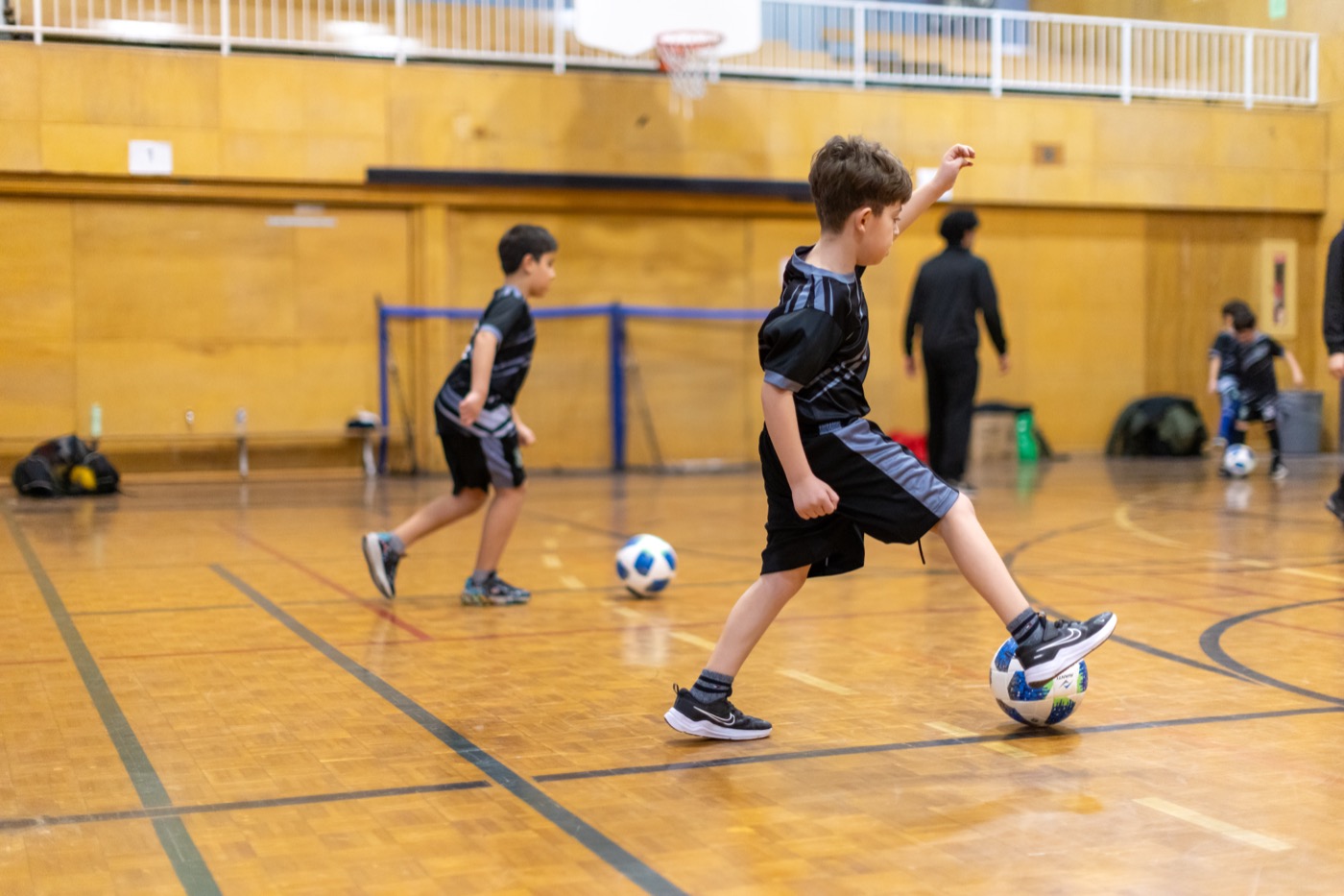 Scouts dribbling at soccer practice